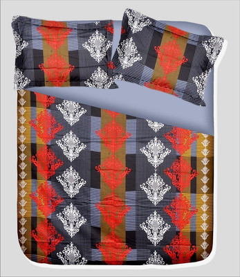 14% OFF on RR Textile House Cotton, Satin Printed Double Bedsheet 1Bedsheet, 2PillowCover, Black