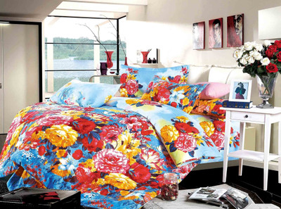56% OFF on Dexim Polyester Silk Blend Floral Double Bedsheet