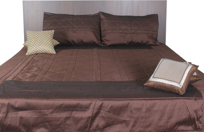 Furrball Bedspreads & More Silk Solid Queen Bedsheet 1 Bedspread, 2 Pillow Covers, Brown
