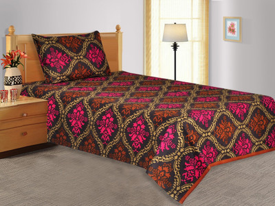 28% OFF on Salona Bichona Cotton Damask Single Bedsheet 1 Single Bedsheet, 1 Pillow Cover, Blue