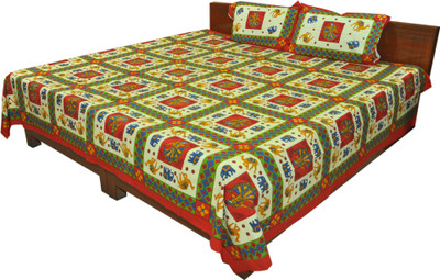 24% OFF on RajLaxmi Cotton Checkered Double Bedsheet 1 Bed Sheet, 2 Pillow Cover, Multicolor