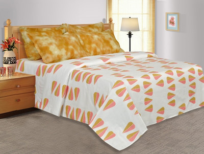 33% OFF on Salona Bichona Cotton Floral Double Bedsheet 1 Bedsheet, 2 Pillow Covers, White