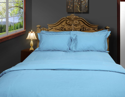 Just Linen Cotton Solid Single Bedsheet 2 Single Flat Sheets, 2 Regular Size Pillow Covers, Light Blue