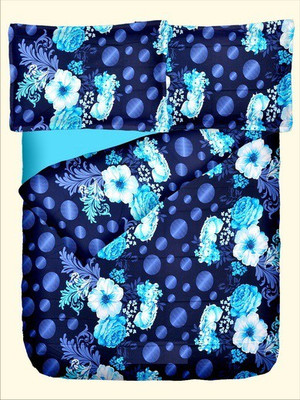47% OFF on RR Textile House Cotton, Satin Printed King Bedsheet 1Bedsheet, 2PillowCover, Blue