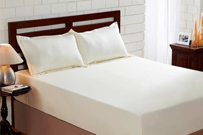 30% OFF on House This Cotton Solid Double Bedsheet 1 Bedsheet, Beige