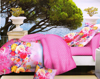 70% OFF on Rose Petal Polyester Checkered Queen, Double Bedsheet