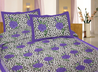 60% OFF on Lali Prints Cotton Printed Single Bedsheet 1 Bedsheet, 1 Pillow Cover, Purple