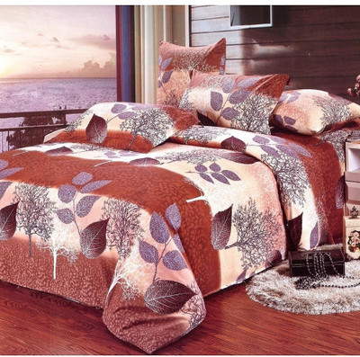 50% OFF on @HOME Polycotton Floral Double Bedsheet Brown