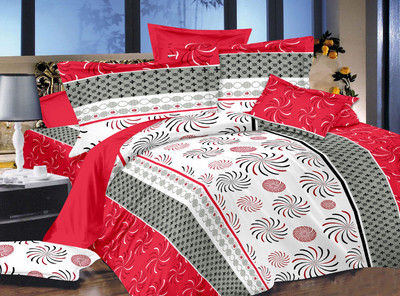 66% OFF on Urban Style Cotton Abstract Double Bedsheet 1 Bedsheet, 2 Pillow covers, Red