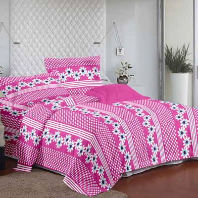 68% OFF on Ahmedabad Cotton Cotton Floral Single Bedsheet 1 single bedsheet & 1 pillow cover, Pink