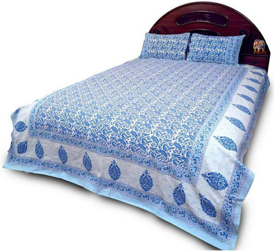 35% OFF on Sunshine Rajasthan Cotton Floral Double Fitted Bedsheet