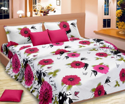 60% OFF on Vorhang Satin Floral Double Bedsheet 1 Bedsheet, 2 Pillow Covers, Multicolor