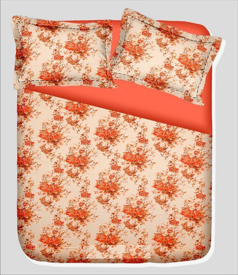 14% OFF on RR Textile House Cotton, Satin Printed Double Bedsheet 1Bedsheet, 2PillowCover, Orange