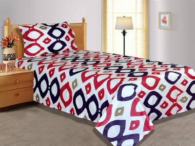 24% OFF on Salona Bichona Cotton Geometric Single Bedsheet 1 Bedsheet, 1 Pillow Cover, White