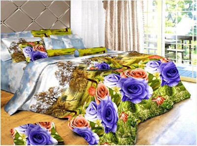 43% OFF on Dexim Polyester, Satin Floral Double Bedsheet