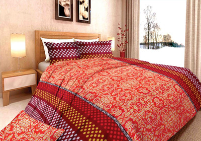 53% OFF on DreamFly Cotton Floral, Polka Double Bedsheet