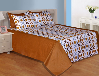 28% OFF on Salona Bichona Polycotton Printed Double Bedsheet 1 Bedsheet, 2 Pillow Covers, Brown