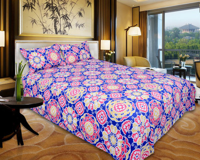 65% OFF on Urban Style Cotton Abstract Double Bedsheet 1 Bedsheet, 2 Pillow Covers, Multicolor