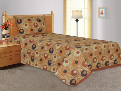 28% OFF on Salona Bichona Cotton Geometric Single Bedsheet 1 Bedsheet, 1 Pillow Cover, Brown