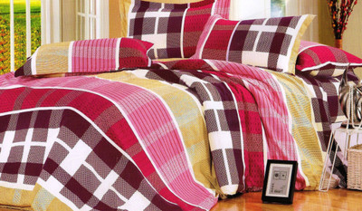70% OFF on Rose Petal Polyester Striped Double Bedsheet