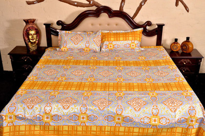 56% OFF on Urban Style Cotton Printed Double Bedsheet 1 Bedsheet, 2 Pillow Covers, Multicolor