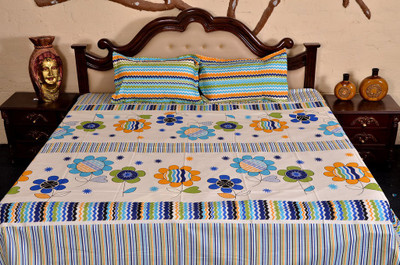 61% OFF on Floor Fashion Cotton Printed Double Bedsheet 1 Double Bedsheet, 2 Pillow Cover, Multicolor