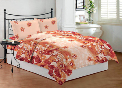 30% OFF on Bombay Dyeing Cotton Floral Double Bedsheet 1Double Bedsheet, 2Pillow Cover, Orange