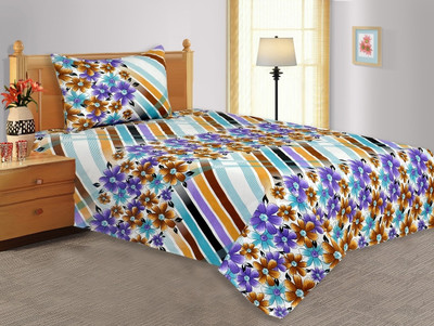34% OFF on Salona Bichona Polycotton Floral Single Bedsheet 1 Single Bedsheet, 1 Pillow Cover, Multicolor