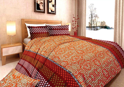 53% OFF on DreamFly Cotton Floral, Polka Double Bedsheet