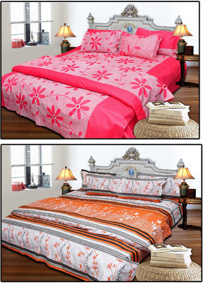 30% OFF on JBG Home Store Cotton Floral King Bedsheet