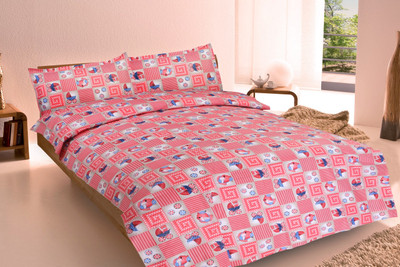 71% OFF on Ahmedabad Cotton Cotton Printed Single Bedsheet 1 Single Bedsheet & 1 Pillow Cover, Pink