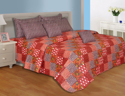 50% OFF on Salona Bichona Cotton Checkered Single Bedsheet 1 Single Bedsheet, 1 Pillow cover, Red