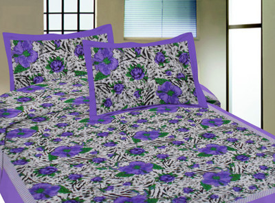 60% OFF on Lali Prints Cotton Printed Single Bedsheet 1 Bedsheet, 1 Pillow Cover, Purple