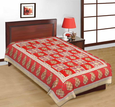 56% OFF on Kismat Collection Cotton Printed Single Bedsheet Bedsheet, Red