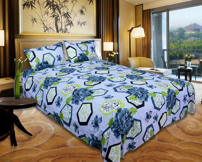 65% OFF on Floor Fashion Cotton Abstract Double Bedsheet 1 Double Bedsheet, 2 Pillow Covers, Multicolor