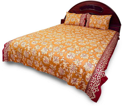 55% OFF on Little India Cotton Self Design Double Bedsheet