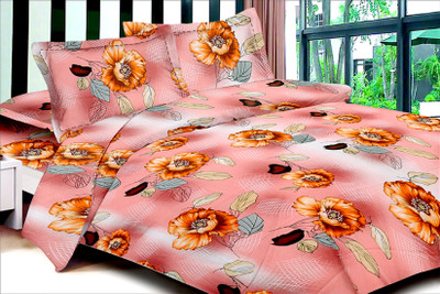 63% OFF on Urban Style Cotton Floral Double Bedsheet 1 Bedsheet, 2 Pillow cover, Pink