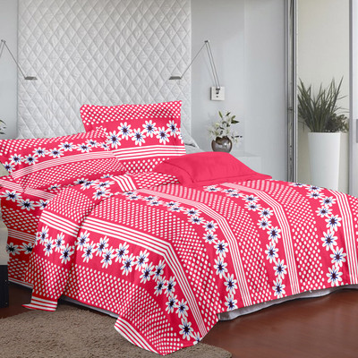 68% OFF on Ahmedabad Cotton Cotton Floral Single Bedsheet 1 single bedsheet & 1 pillow cover, Peach