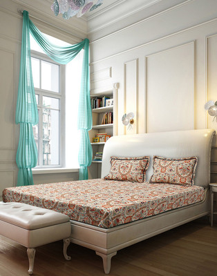 62% OFF on SEJ by Nisha Gupta Cotton Printed King Bedsheet 1 Bedsheet, 2 Pillow Cover, Orange, Green