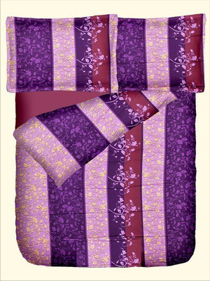 47% OFF on RR Textile House Cotton, Satin Printed King Bedsheet 1Bedsheet, 2PillowCover, Purple