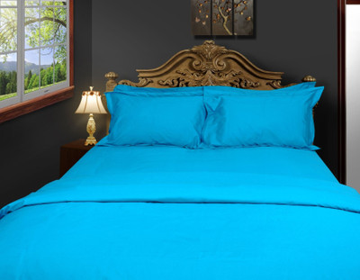 40% OFF on Just Linen Cotton Solid Single Bedsheet 2 Single Flat Sheets, 2 Regular Size Pillow Covers, Green