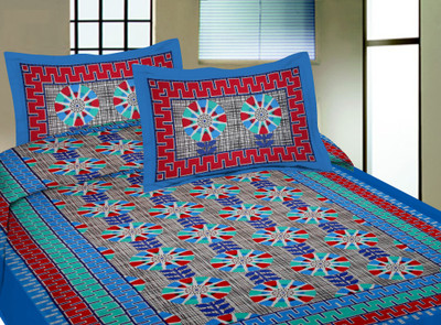 60% OFF on Lali Prints Cotton Printed Single Bedsheet 1 Bedsheet, 1 Pillow Cover, Blue