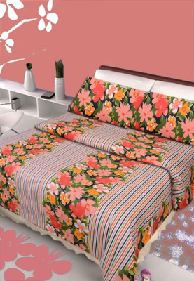 58% OFF on IWS Polycotton Printed Double Bedsheet 1 Double Bedsheet, 2 Pillow cover, Multicolor