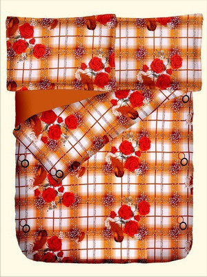 47% OFF on RR Textile House Cotton, Satin Printed King Bedsheet 1Bedsheet, 2PillowCover, Brown
