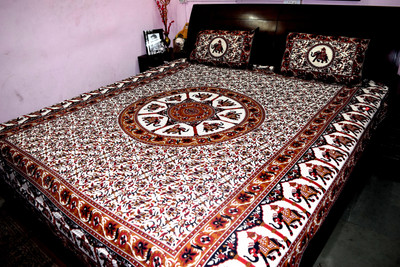 22% OFF on Rajasthani Decor Cotton Printed Queen Bedsheet