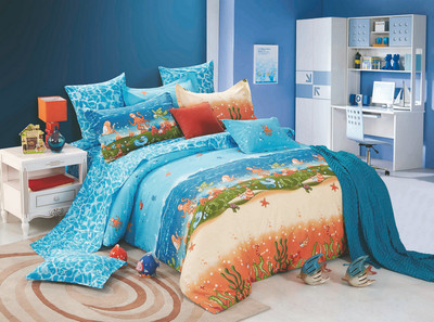 Bianca Cotton Graphic Single Bedsheet 1 Bedsheet, 1 Pillow Cover, Light Blue