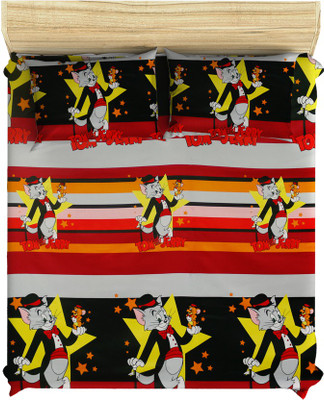 35% OFF on Milano Cotton Animal Queen Bedsheet 1 Bedsheet, 2 Pillow Covers, Black, Red, Yellow