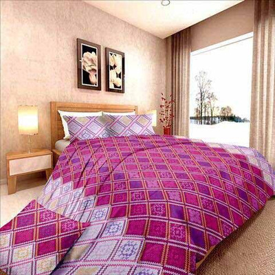 60% OFF on SEJ by Nisha Gupta Cotton Printed Double Bedsheet 1 Bedsheet, 2 Pillow Covers, Purple, Blue, Pink, White, Yellow