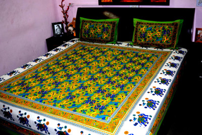31% OFF on Rajasthani Decor Cotton Printed King Bedsheet