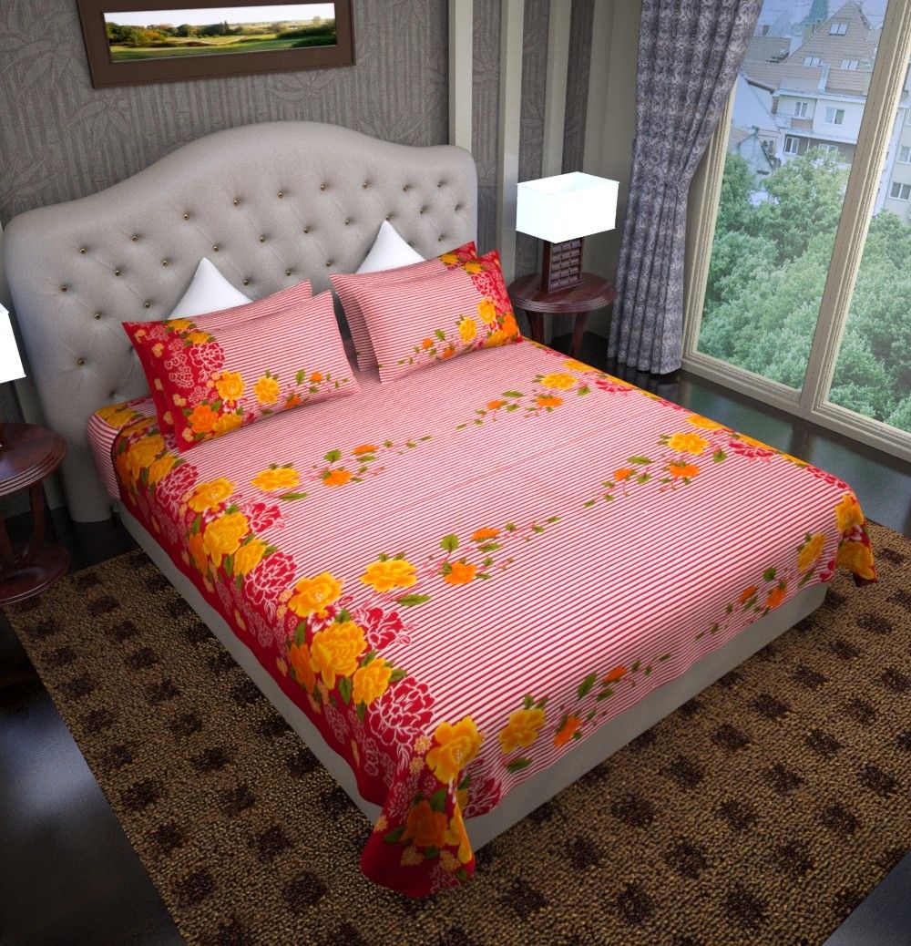 67% OFF on Graffiti Home Cotton Striped Double King Bedsheet